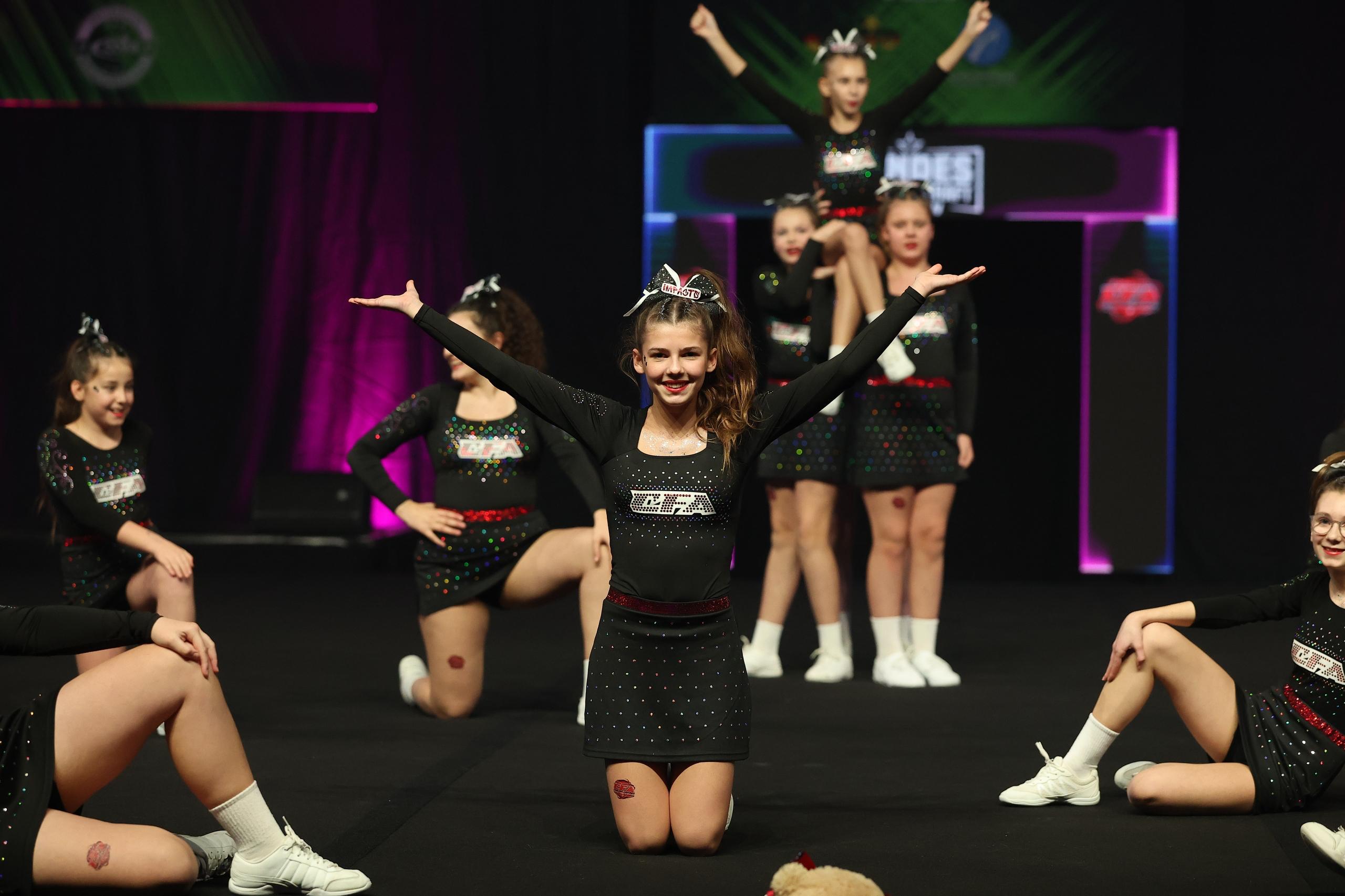 Cheerleading team performing